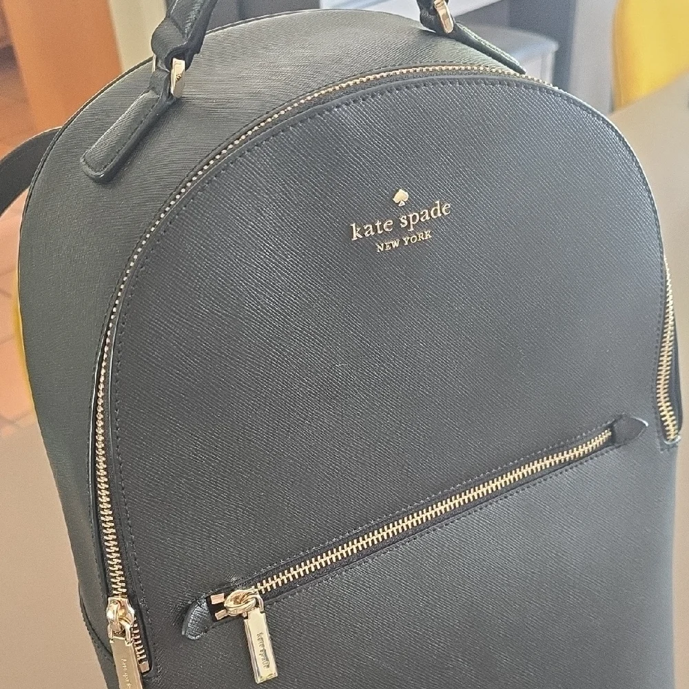 Kate Spade Black Leather Backpack with Gold Hardware - Picture 2 of 7